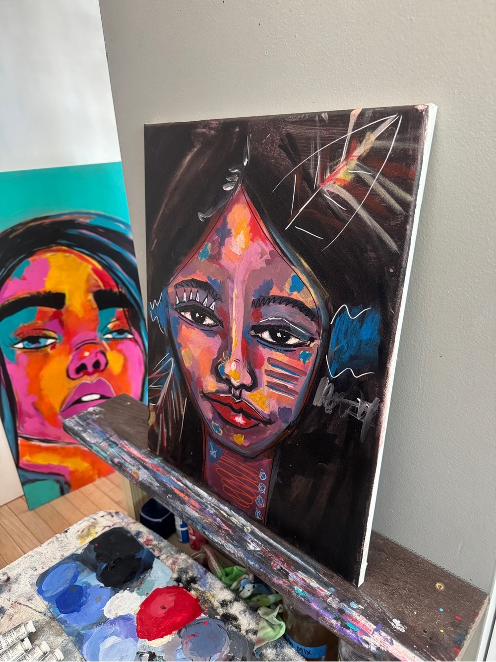 Original Mixed Media Oil Canvas Painting "Frequency Guardian" 16x20 - Picture 6 of 6